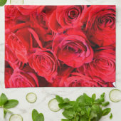 Linge De Cuisine Élégant rose aux fleurs rouges (Plié)