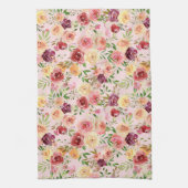 Linge De Cuisine Elégant rose Floral Aquarelle Pierre Flower (Vertical)