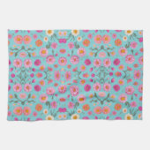 Linge De Cuisine Élégant rose floral blanc marguerites rose (Horizontal)