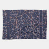 Linge De Cuisine Elégant Rose Gold Foil Geometrique Polygon Navy bl (Horizontal)