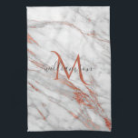 Linge De Cuisine Élégant Rose Marbre blanc en cuivre or Monogramme<br><div class="desc">Elegant Chic Rose Gold et Marbre blanc Monogram décoration design prêt à personnaliser avec votre monogramme.</div>