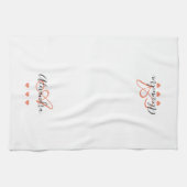 Linge De Cuisine Élégant rose noir nom de script Monogramme (Horizontal)