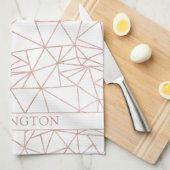 Linge De Cuisine Élégant Rose Or Foil cuivre Polygone géométrique (Quart Plié)