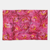 Linge De Cuisine Élégant rose Peony Stylish Calligraphie Monogramme (Horizontal)