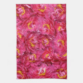 Linge De Cuisine Élégant rose Peony Stylish Calligraphie Monogramme (Vertical)
