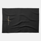 Linge De Cuisine Élégant Script Monogramme Initiales Black Gold Mod (Horizontal)