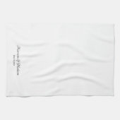 Linge De Cuisine Élégant script noir blanc personnalisé Mariage fav (Horizontal)