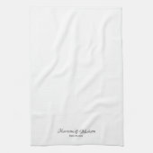 Linge De Cuisine Élégant script noir blanc personnalisé Mariage fav (Vertical)