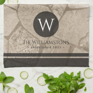 Linge De Cuisine Elégant Sepia Toned Cracked Stones