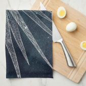 Linge De Cuisine Elégant Silver Sun Moon Doodle Mandala Blue Design (Quart Plié)