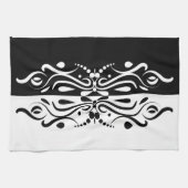 Linge De Cuisine Élégant style arlequin Abstrait noir et blanc (Horizontal)