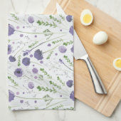 Linge De Cuisine Elégant teint d'eau violet motif floral (Quart Plié)