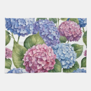 Linge De Cuisine Élégant Tendance Aquarelle Hydrangea Floral 