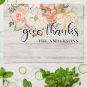 Linge De Cuisine Élégant Thanksgiving Chic Floral Nom du Citrouille (Plié)