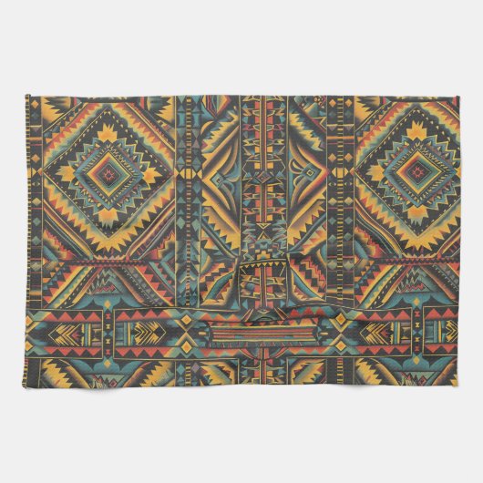 Linge De Cuisine Elégant Turquoise "Centuries-Old Geometry Elegance (Horizontal)