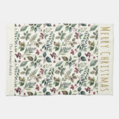 Linge De Cuisine Élégant vert rustique Noël personnalisé (Horizontal)