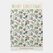 Linge De Cuisine Élégant vert rustique Noël personnalisé (Vertical)