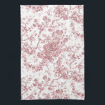 Linge De Cuisine Élégant Vintage Français gravé Floral Toile-rose<br><div class="desc">Elégant et orné rose et blanc vintage toile de jouy motif avec fleurs exotiques,  vignes et feuillage entrelacés de guirlandes et paniers de roses. Ce motif a été adapté d'un fragment textile français historique vers 1910 dans la collection Smithsonian. Motif est haute résolution mais ne peut pas être carrelé.</div>