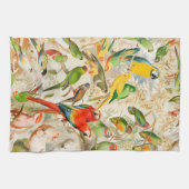 Linge De Cuisine Élégant Vintage Oiseaux tropicaux Parrots (Horizontal)