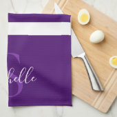 Linge De Cuisine Élégant violet élégant simple Monogramme rayé (Quart Plié)