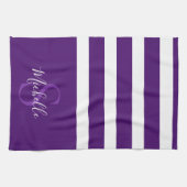 Linge De Cuisine Élégant violet élégant simple Monogramme rayé (Horizontal)