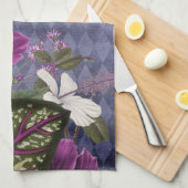 Linge De Cuisine Élégant violet tropical floral (Quart Plié)
