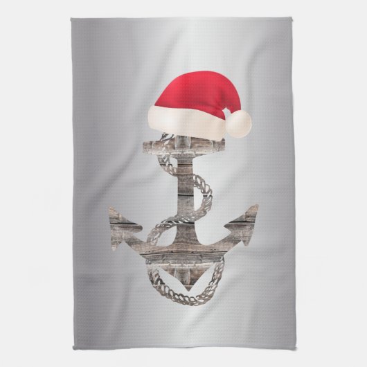 Linge De Cuisine élégante ANCRE nautique rustique + SANTA HAT | Kit (Vertical)
