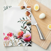 Linge De Cuisine Elégante aquarelle Flore verte personnalisée (Quart Plié)