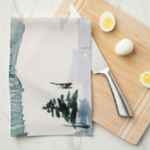 Linge De Cuisine Elégante aquarelle hiver Noël Arbres neige (Quart Plié)