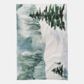 Linge De Cuisine Elégante aquarelle hiver Noël Arbres neige (Vertical)