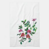 Linge De Cuisine Elégante aquarelle moderne fleur sauvage rose fonc (Vertical)