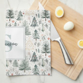 Linge De Cuisine Elégante aquarelle Noël esthétique neutre (Quart Plié)