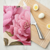 Linge De Cuisine Elégante Aquarelle Peony Flowers (Quart Plié)