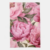 Linge De Cuisine Elégante Aquarelle Peony Flowers (Vertical)
