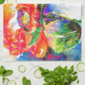 Linge De Cuisine Elégante aquarelle rouge florale (Plié)