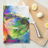 Linge De Cuisine Elégante aquarelle rouge florale (Quart Plié)