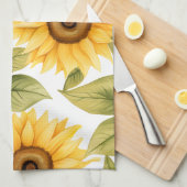 Linge De Cuisine Elégante aquarelle tournesol (Quart Plié)