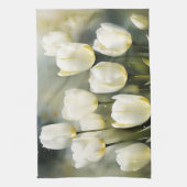 Linge De Cuisine Élégante bande de tulipes blanches dans un jardin (Vertical)
