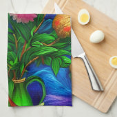 Linge De Cuisine Elégante Collection de Belle Peony (Quart Plié)