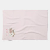 Linge De Cuisine Elégante Coquette Preppy Pink Teacup avec Bow (Horizontal)