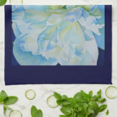 Linge De Cuisine Elégante couleur bleue turquoise florale (Plié)