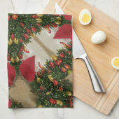 Linge De Cuisine Élégante couronne de Noël Rouge Vert Kaleidoscopiq (Quart Plié)