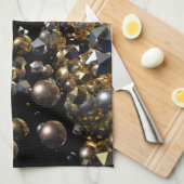 Linge De Cuisine Élégante explosion géométrique Abstraite - Or & Ar (Quart Plié)