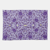 Linge De Cuisine Élégante Fleur pourpre Damas (Horizontal)