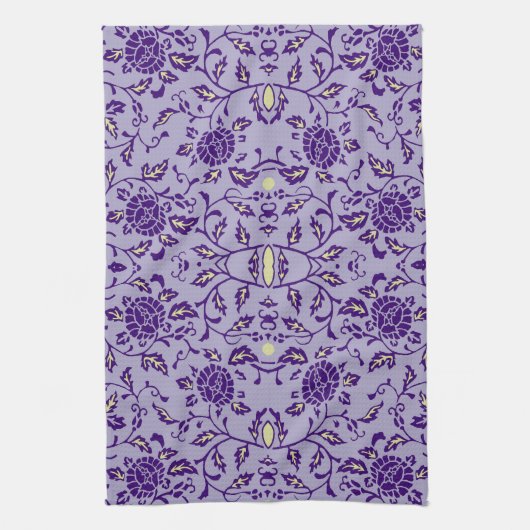 Linge De Cuisine Élégante Fleur pourpre Damas (Vertical)