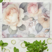 Linge De Cuisine Élégante floraison Rose (Plié)