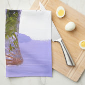 Linge De Cuisine Elégante florales violettes roses hydrangées (Quart Plié)