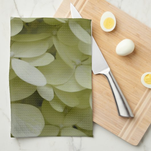 Linge De Cuisine Elégante Hydrangée Celadon Fleurs vertes (Quart Plié)