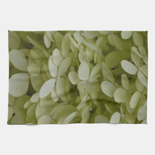 Linge De Cuisine Elégante Hydrangée Celadon Fleurs vertes (Horizontal)