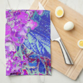 Linge De Cuisine Élégante Hydrangée violette et bleu limelight (Quart Plié)
